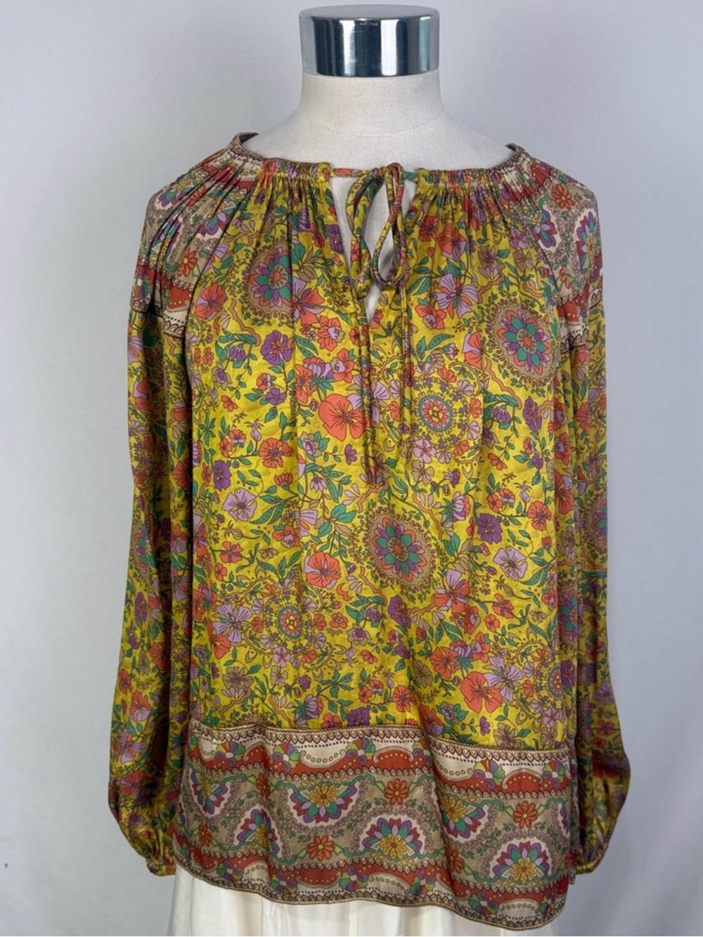 CURRENT AIR MUSTARD PRINT TUNIC TOP